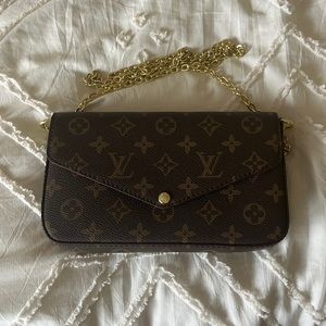 Louis Vuitton Monogram Pochette Felicie Chain Wallet Fuchsia